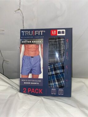 LG Kids Cotton Boxer Shorts 2-Pack - Blue Stripes & Blue Plaid